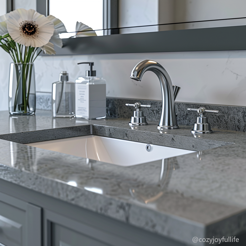 Gray granite bathroom vanity